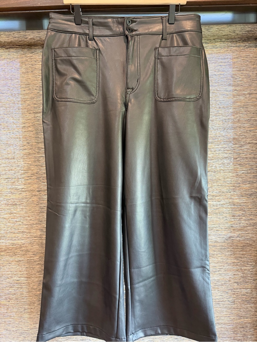 Maurices Black Faux Leather Cropped Wide-Leg Pants